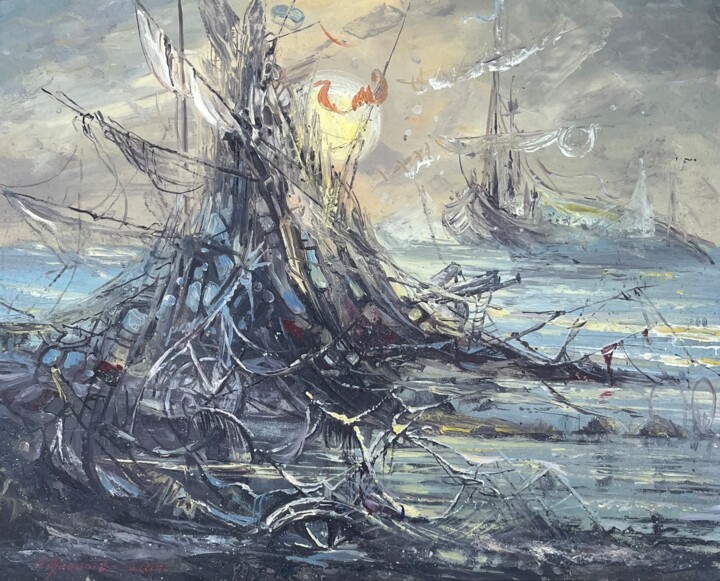 Shipwreck 绘画, 15.8x19.7 in
