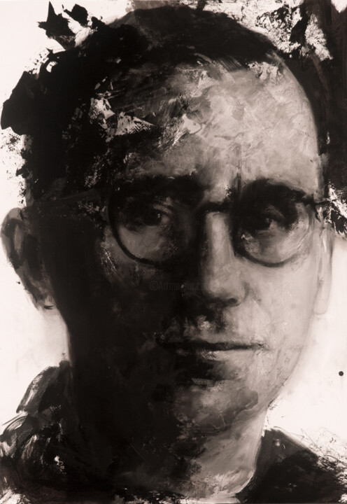 Pintura intitulada "Bertolt Brecht" por Paolo Damiani, Obras de arte originais, Óleo Montado em Armação em madeira