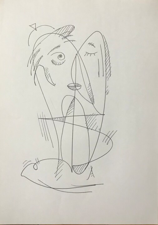 "Hug" başlıklı Resim Samvel Atasunts tarafından, Orijinal sanat, Tükenmez kalem