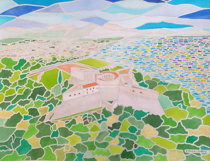 Du fort Carré vers l'Horizon Drawing, 11.7x16.5 in