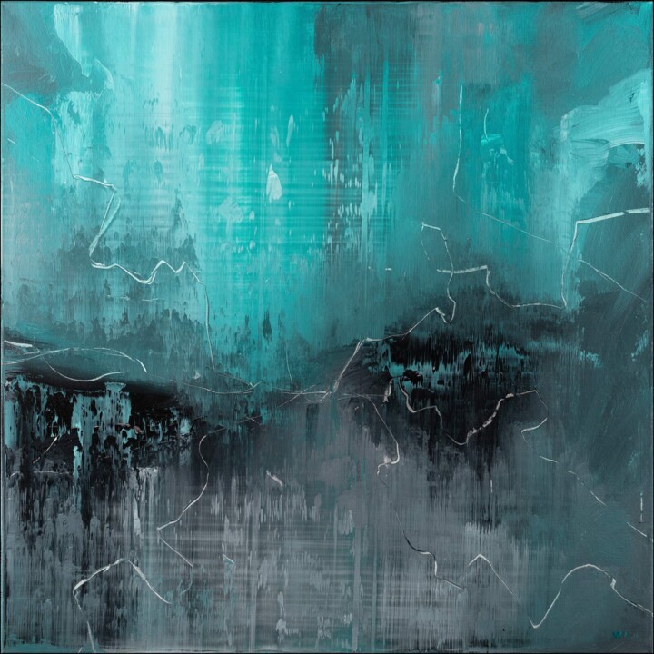 Painting titled "Out in the Dark" by Nemanja Nikolic, Original Artwork, Acrylic Mounted on Wood Stretcher frame
