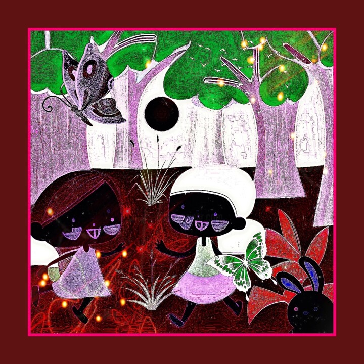 Collection" les deux filles" 3 数字艺术, 13.8x13.8 in