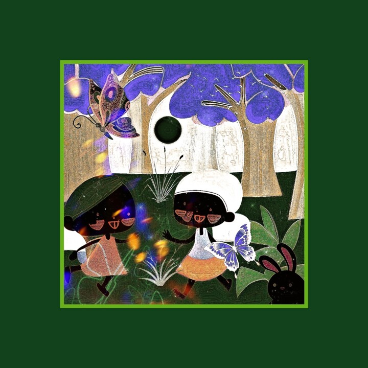 Collection" les deux filles" 4 数字艺术, 13.8x13.8 in