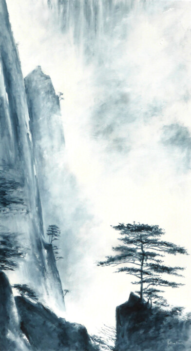 Schilderij getiteld "Le pin Japonais et…" door Philippe Juttens, Origineel Kunstwerk, Olie