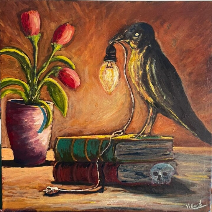 Painting titled "The Keeper of Light" by Vitalii Bondarenko (ViBond), Original Artwork, Oil