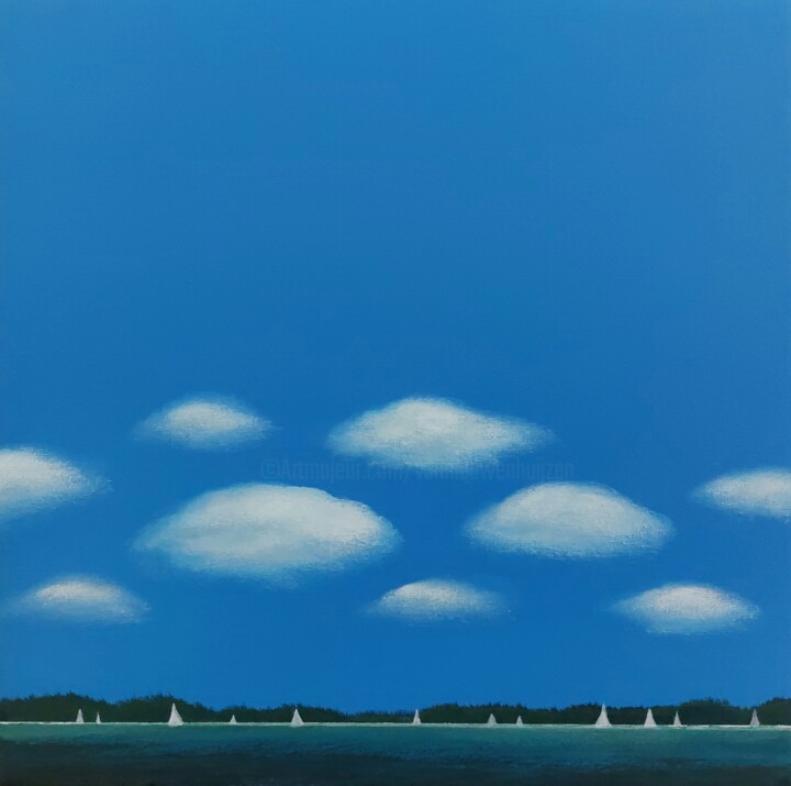 Ζωγραφική με τίτλο "Summertime (regatta)" από Nelly Van Nieuwenhuijzen, Αυθεντικά έργα τέχνης, Ακρυλικό Τοποθετήθηκε στο Ξύλ…