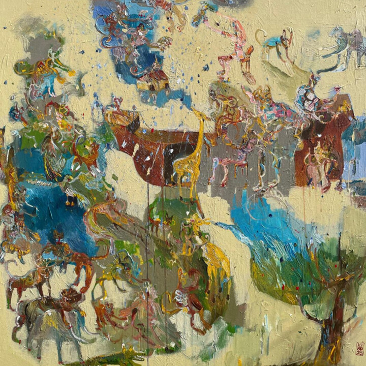 Painting titled "Noah's Ark" by Gabriele Poidomani (Kiro), Original Artwork, Acrylic