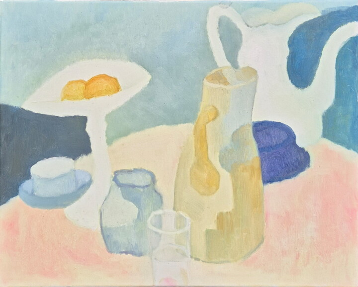 Glass, vases with fruits