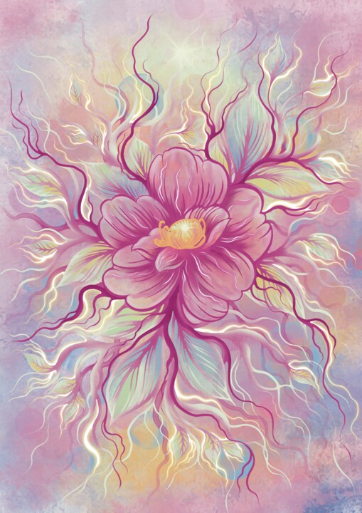 Cosmic Beauty of the Stylized Peony Flower 数字艺术