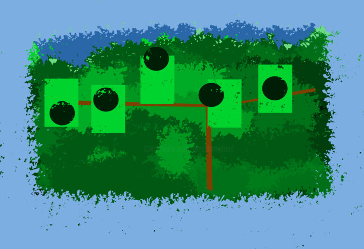 Blackbirds In A Tree Arte digitale