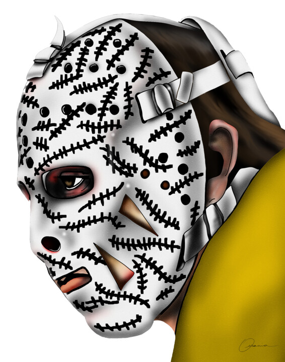 Gerry Cheevers Boston Bruins NHL Hockey Goalie Mask Dijital Sanat