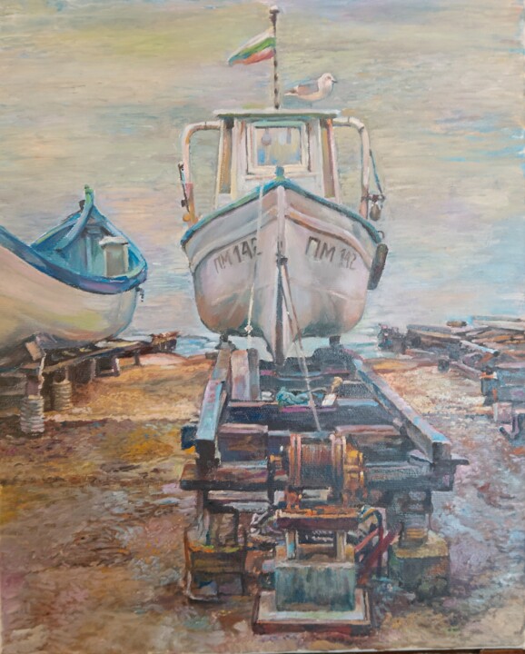Schilderij getiteld "At bay" door George Mirinchev, Origineel Kunstwerk, Olie
