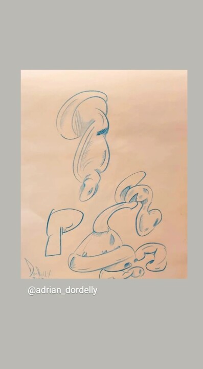Drawing titled "Untitled (formas)" by Adrian Dordelly, Original Artwork, Pencil