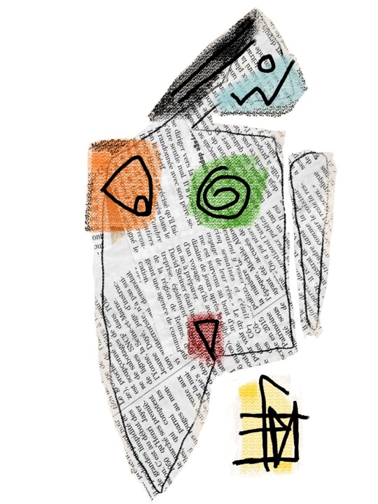 Digitale Kunst mit dem Titel "journal intime" von Franck Vidal, Original-Kunstwerk, Digitale Collage