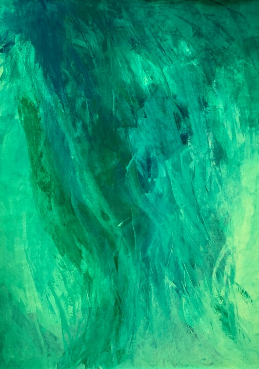 Schilderij getiteld "Green abstract no.…" door Anita Kaufmann, Origineel Kunstwerk, Acryl