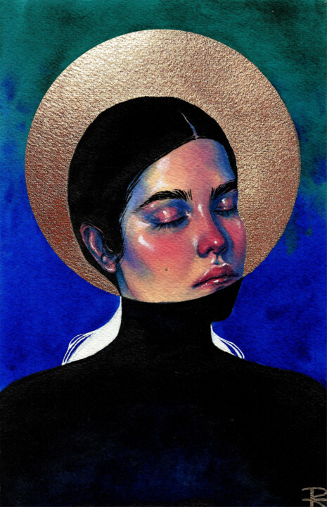 Painting titled "Yo, Ultramar" by Roselin Estephanía, Original Artwork, Watercolor