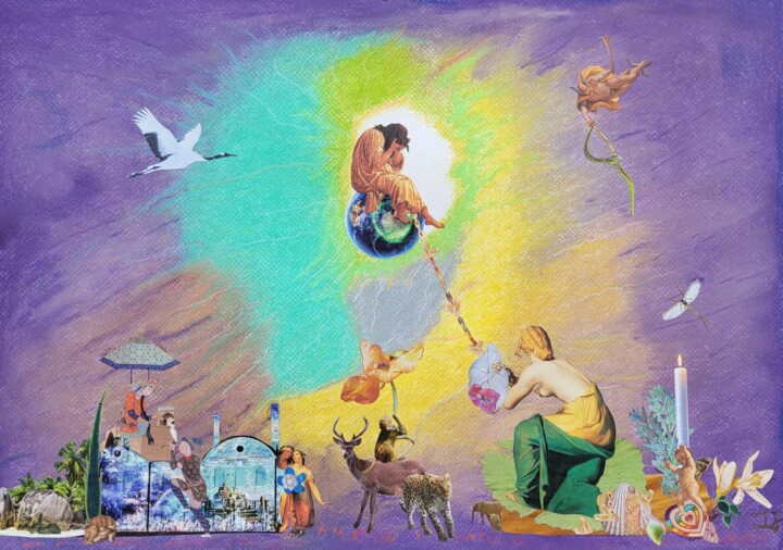 Collages intitulée "Terra Mirabilium Te…" par Isabelle Flegeau, Œuvre d'art originale, Collages