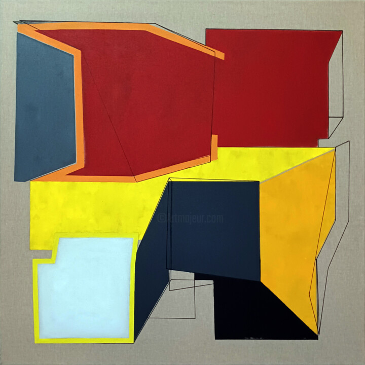 Painting titled "940D" by Luis Medina, Original Artwork, Acrylic Mounted on Wood Stretcher frame