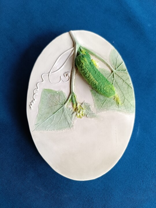 "Cucumber" Textured Panel Sculpture, 9.1x6.7 in