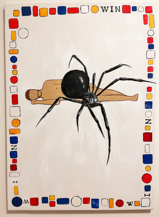Painting titled "Join the Karate Club" by Julia Ponz, Original Artwork, Acrylic Mounted on Wood Stretcher frame
