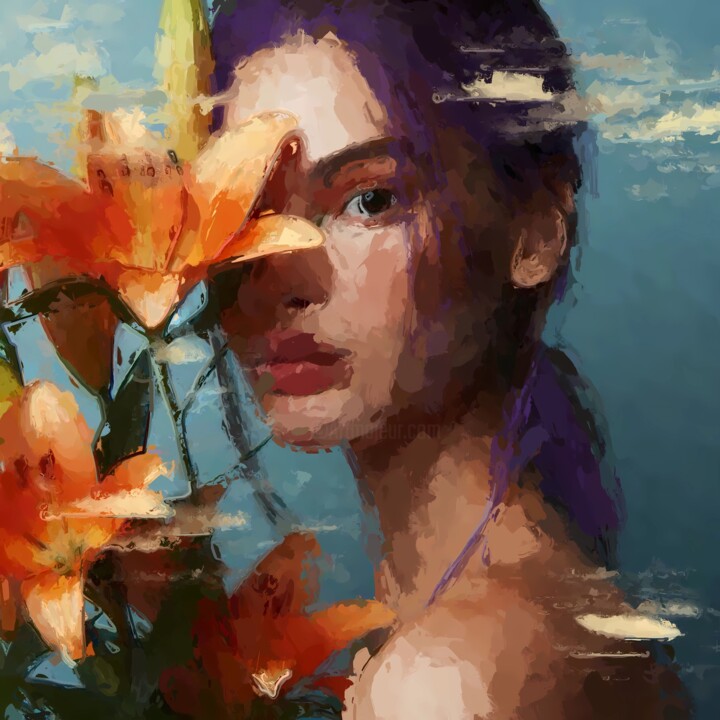 Ζωγραφική με τίτλο "I LOVE THE WORLD IN…" από Marina Fedorova, Αυθεντικά έργα τέχνης, Λάδι