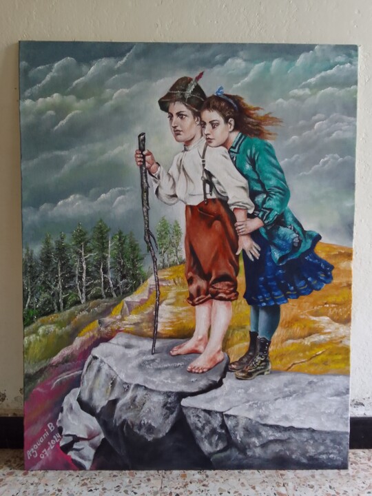 Peinture intitulée "Le chemin de la vie" par Brahem Azouani, Œuvre d'art originale, Huile Monté sur Panneau de bois