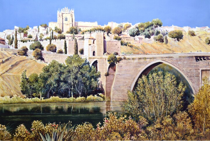 Pintura titulada "Puente sobre el Tajo" por Balderas, Obra de arte original, Acuarela