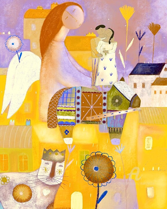 Petits Amoureux à l’ange,chat au joli cœur,cheval à la flûte