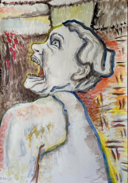 Lying woman on bed 绘画, 23.2x16.5 in