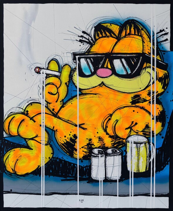 Painting titled "Chilling on fire" by Esteban Vera (EVera), Original Artwork, Acrylic