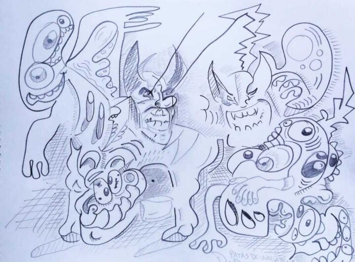 Drawing titled "Untitled (Patas de…" by Adrian Dordelly, Original Artwork, Pencil