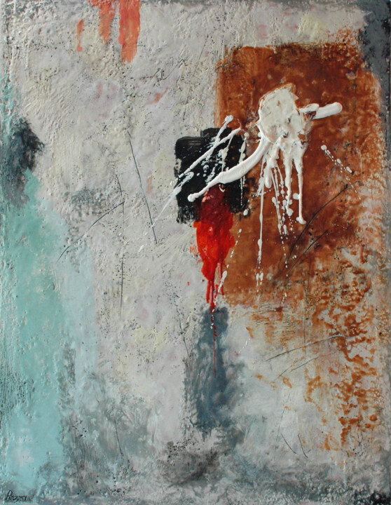 Schilderij getiteld ""Just A Small Spot"" door Rumen Spasov, Origineel Kunstwerk, Encaustiek Gemonteerd op Houten paneel