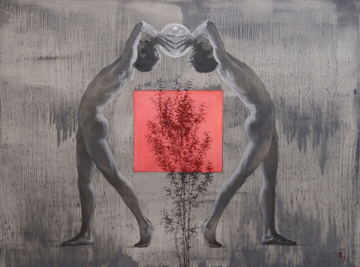 In the shadow of the red field Malarstwo, 39,4x53,2 in