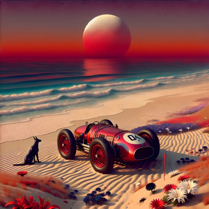 "La rossa sulla riva", serie stampe d'artista da collezione Arte digitale
