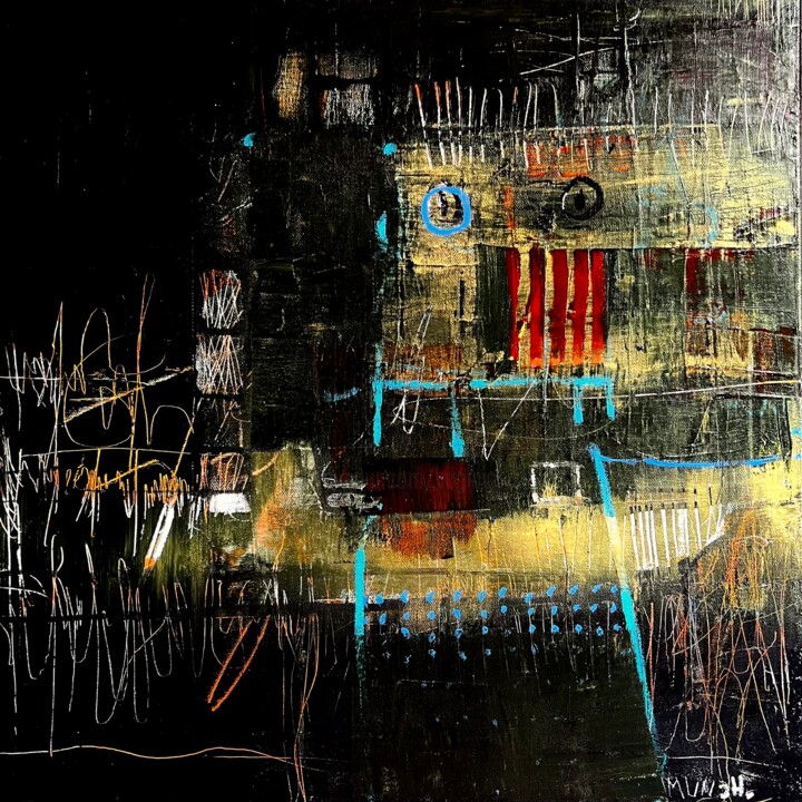 Painting titled "L’espiègle" by Virginie Munch, Original Artwork, Acrylic Mounted on Wood Stretcher frame