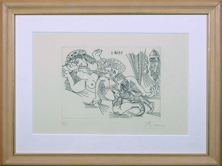 Printmaking titled "baccanale" by Pablo Picasso, Original Artwork, Engraving