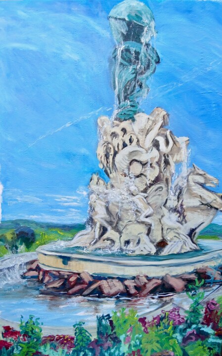 Fontaine de Titan, Le Plateau des Poetes, Béziers 绘画, 59.1x39.4 in