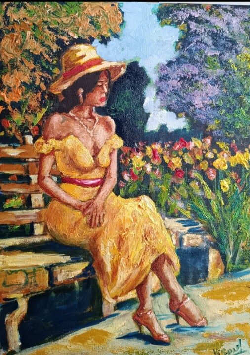 Painting titled "A Sunny day in the…" by Vitalii Bondarenko (ViBond), Original Artwork, Oil