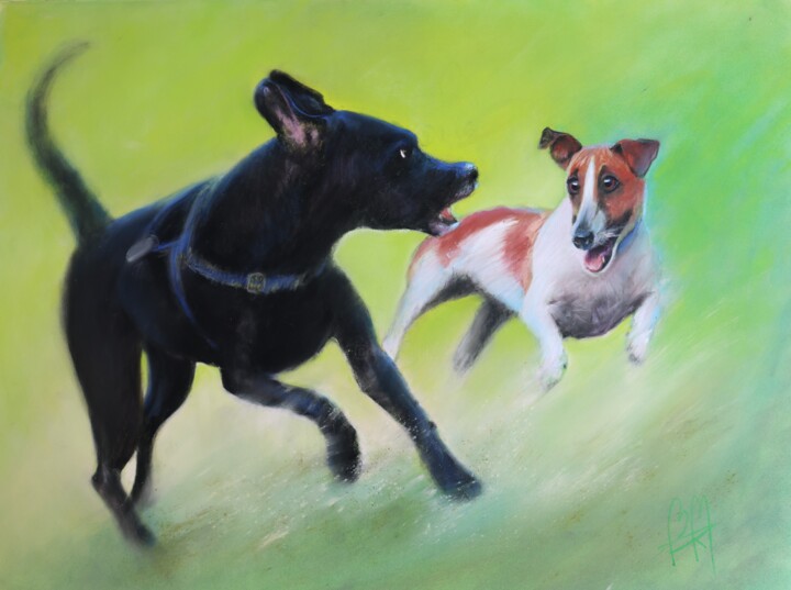 Flying Dogs 绘画, 19.7x25.6 in