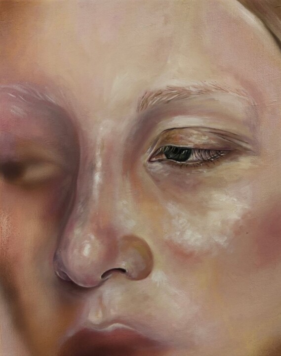 Painting titled "Bez tytułu" by Anastazja Dżupina, Original Artwork, Oil Mounted on Wood Stretcher frame