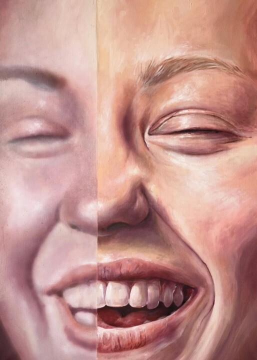 Painting titled "Bez tytułu 2" by Anastazja Dżupina, Original Artwork, Oil Mounted on Wood Stretcher frame