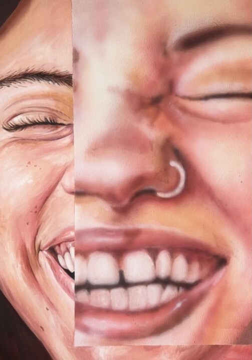 Painting titled "Bez tytułu 3" by Anastazja Dżupina, Original Artwork, Oil Mounted on Wood Stretcher frame