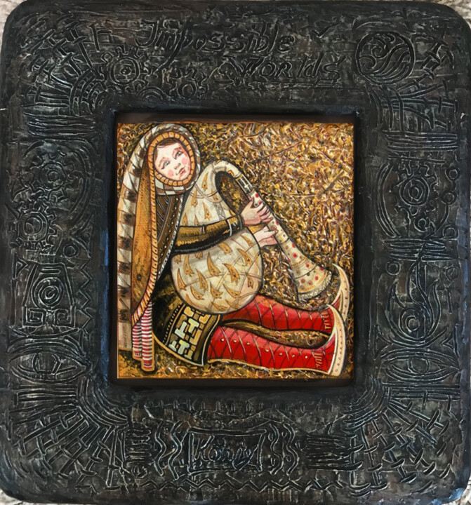 Schilderij getiteld "Musician" door Helga Balaban, Origineel Kunstwerk, Acryl Gemonteerd op Frame voor houten brancard