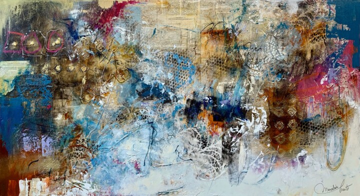 Schilderij getiteld "L'épopée d'un chef…" door Mariclair Plante, Origineel Kunstwerk, Acryl Gemonteerd op Frame voor houten…