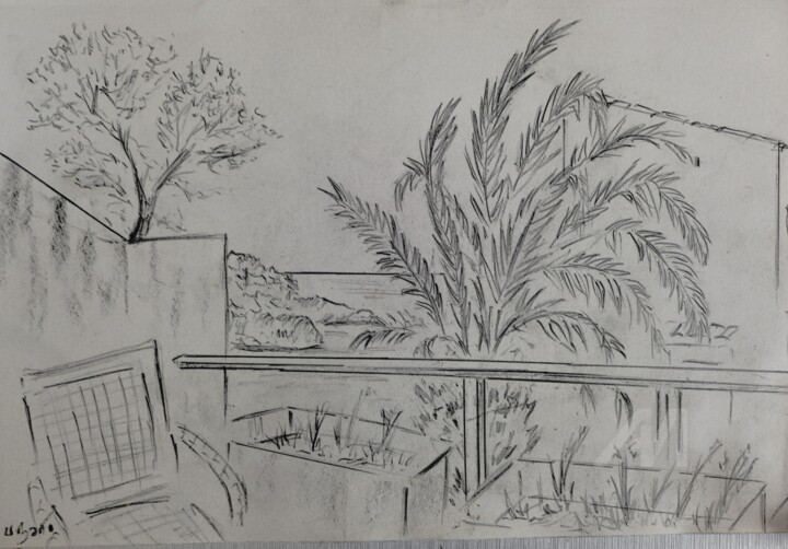 Cala Ferrera Drawing, 11.8x16.1 in