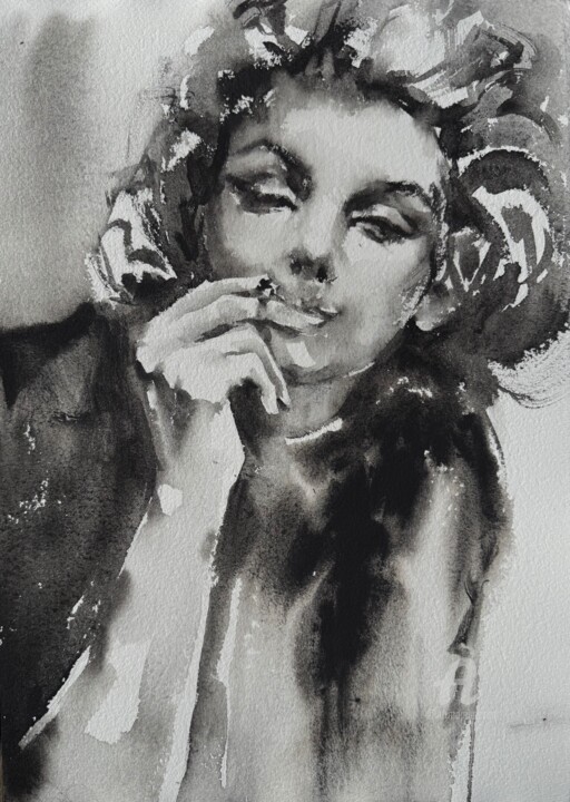 Portrait of Marilyn #8 绘画, 13.8x9.8 in