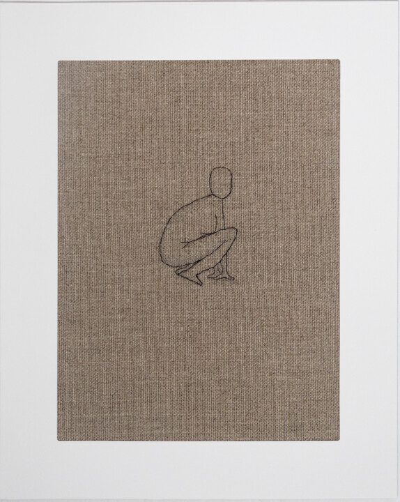 Nude No.2. Series "Stitching Nudes" Tekstil Sanatı, 11,8x9,5 in