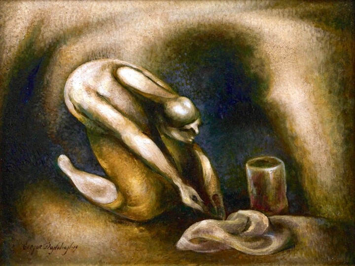 Женщина, моющая пол Картина, 11,8x15,8 in