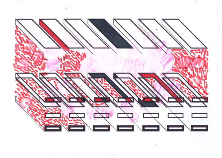 图画 标题为“Train Tracks 02” 由Dimitris Kritsotakis, 原创艺术品, 墨