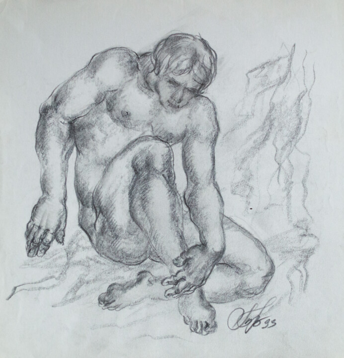 male figure Tekening, 12,2x11,8 in